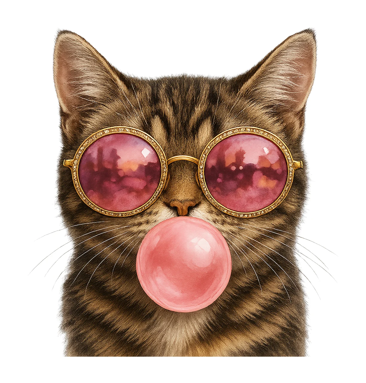Pink Cat Bubble Funny Meme Cat Tabby Cat Lover Design Bubble