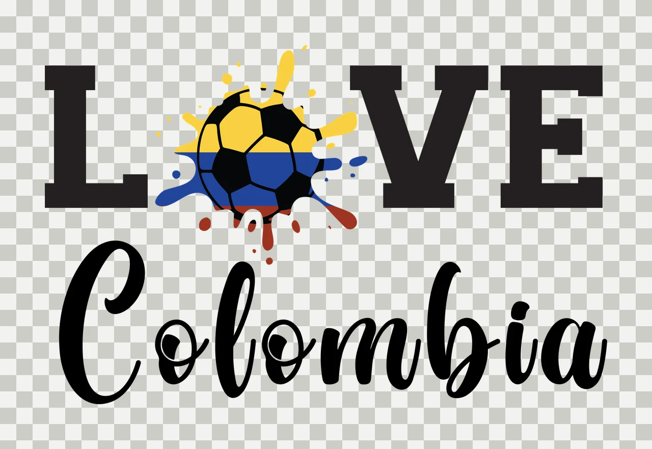 Love Colombia Text With Ink Splash writing typographic black transparency and detail preview thumbnail