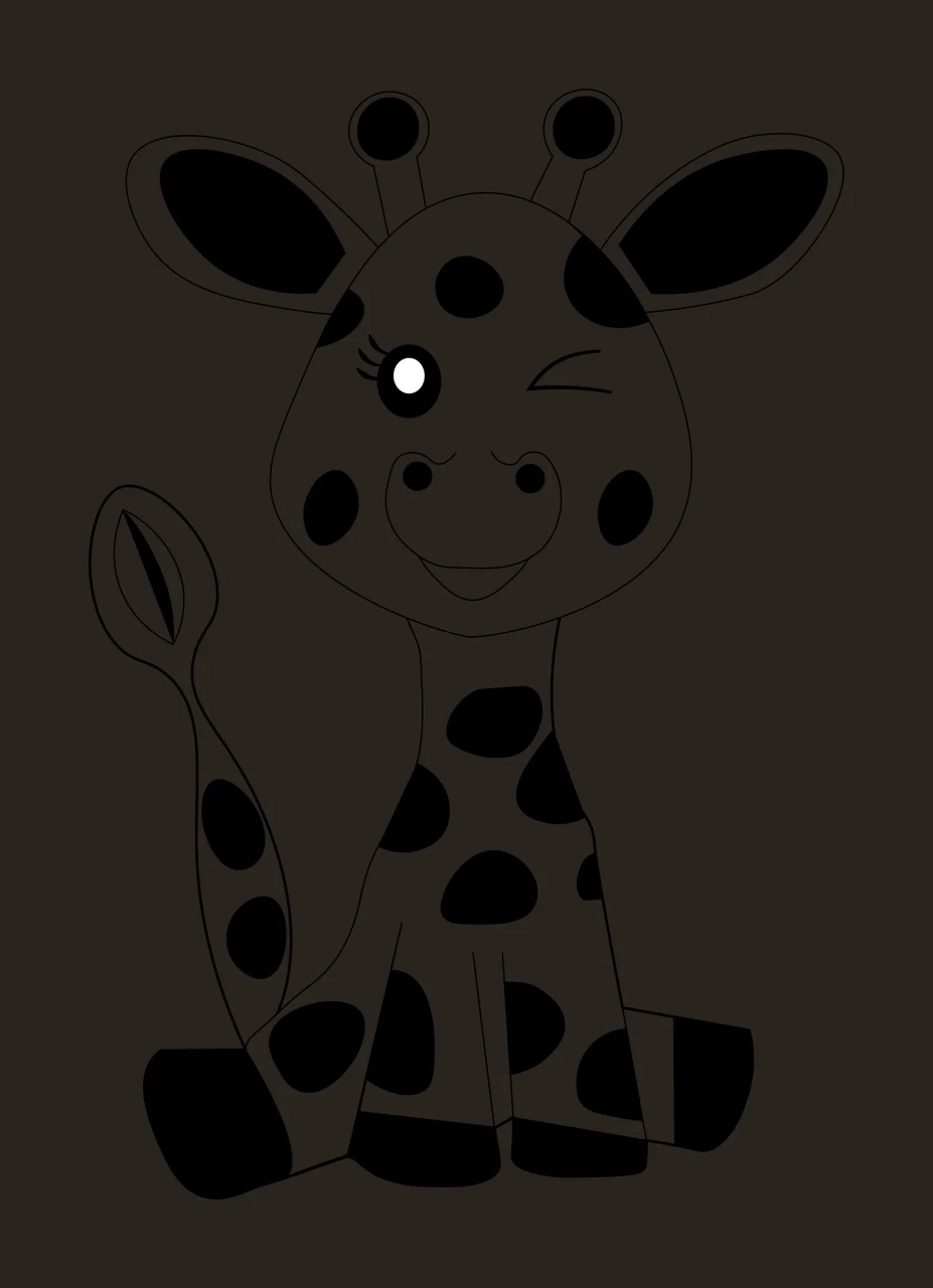 Animal Cute Cartoon Giraffe Sitting Down line art black white contrast preview thumbnail