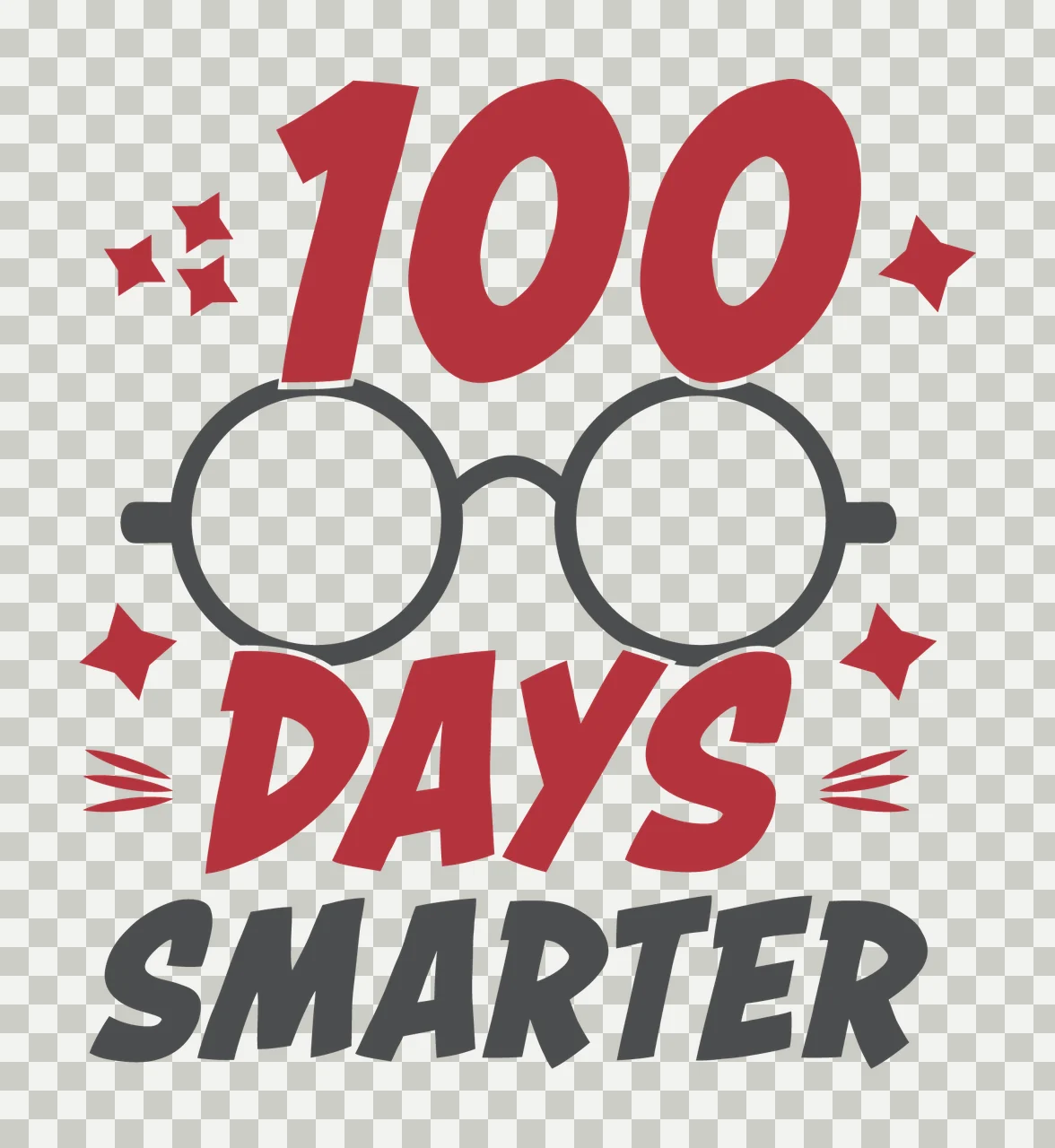 100 Days Smarter With Glasses star silhouette black number transparency and detail preview thumbnail