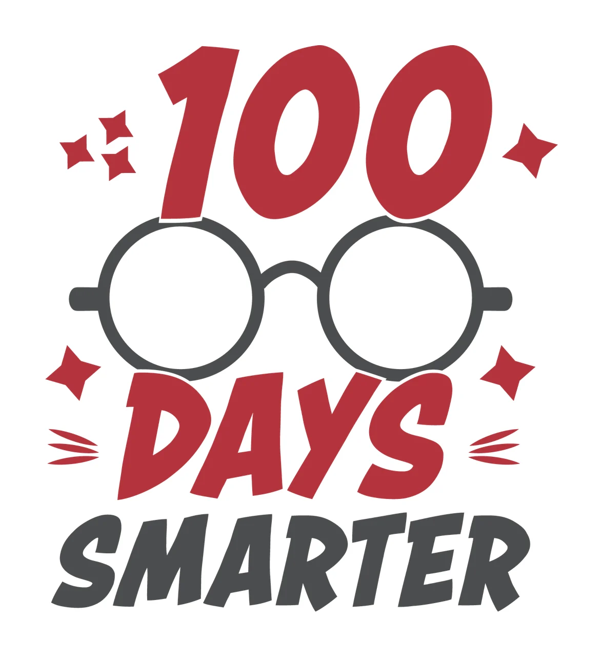 100 Days Smarter With Glasses star silhouette black number