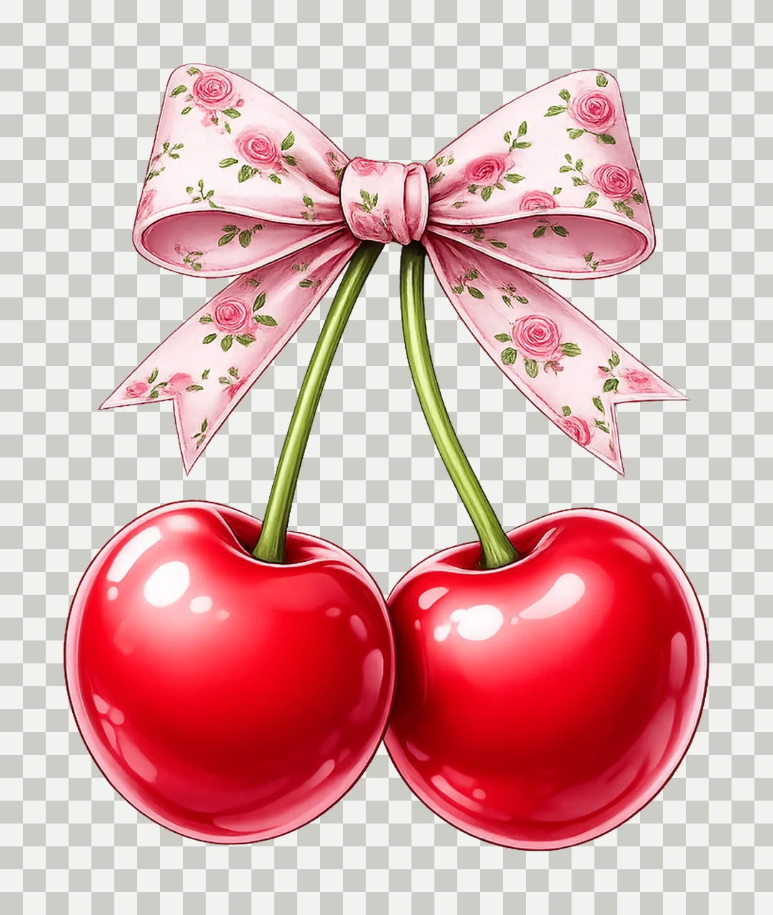 Coquette cherry Artwork cherries with bow cute fruit design transparency and detail preview thumbnail