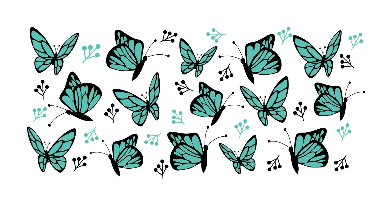 Can Glass Wrap Butterfly And Berry Branch Pattern butterflies