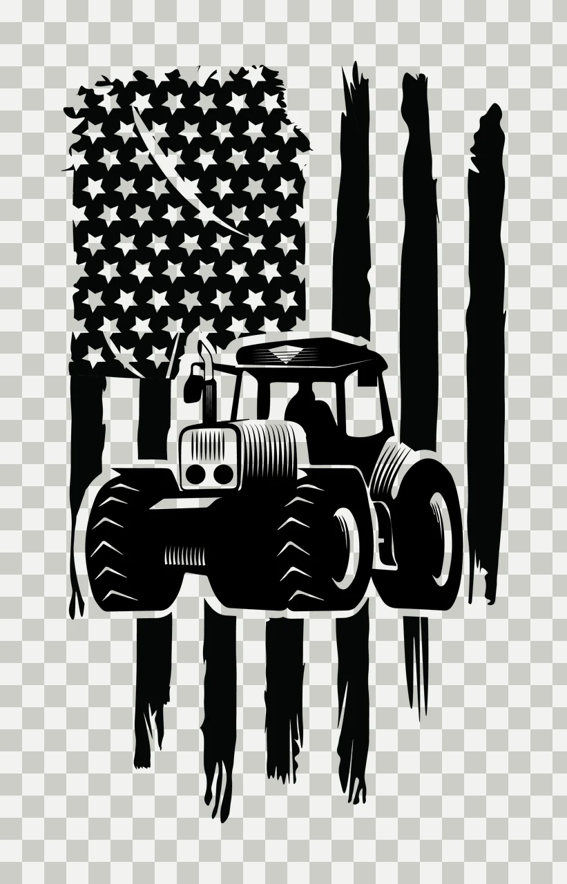 Tractor Flag Silhouette Over American stationary stars stripes transparency and detail preview thumbnail