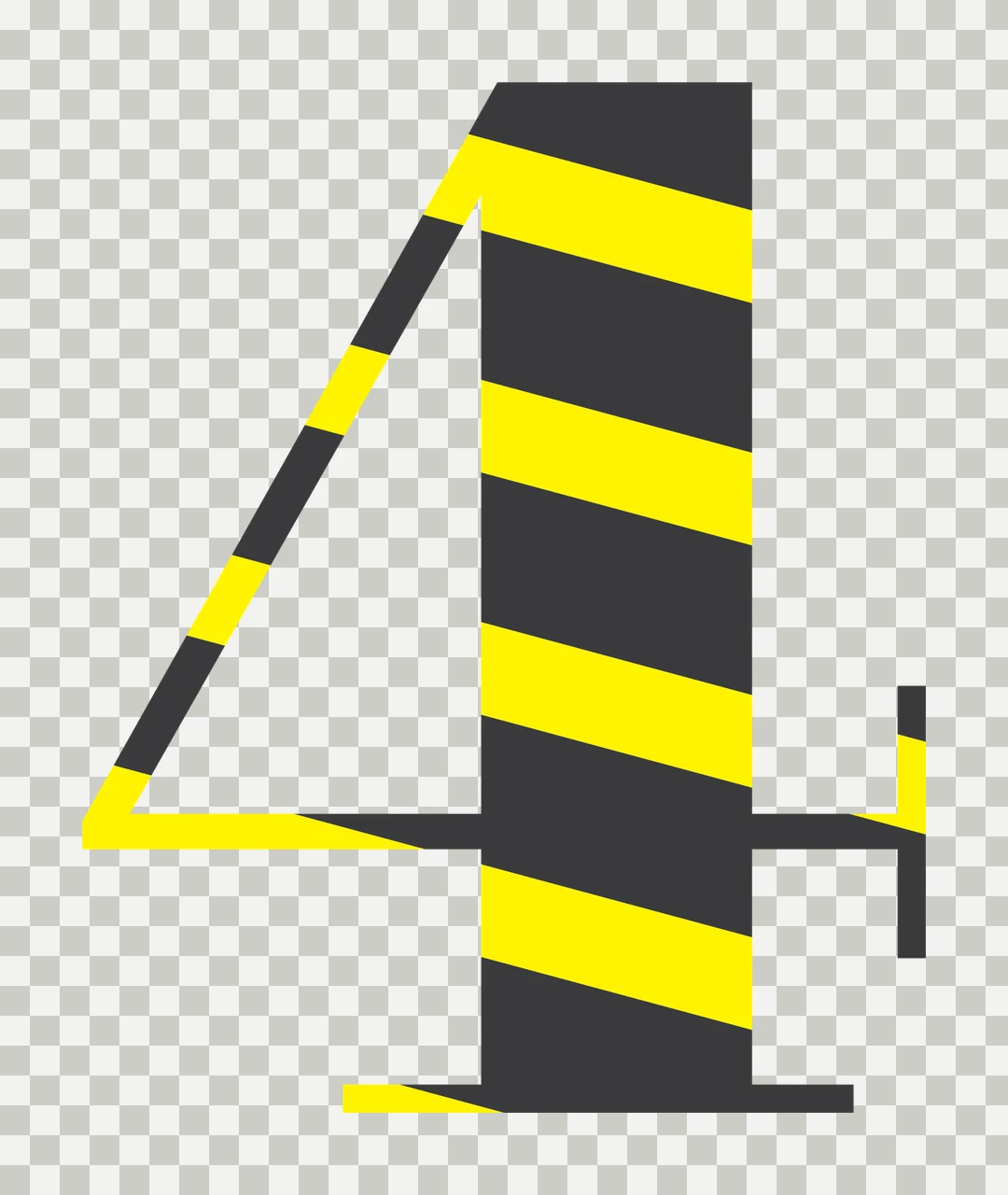 Number 4 Bold Black Digit Four With Fine lines white plain transparency and detail preview thumbnail