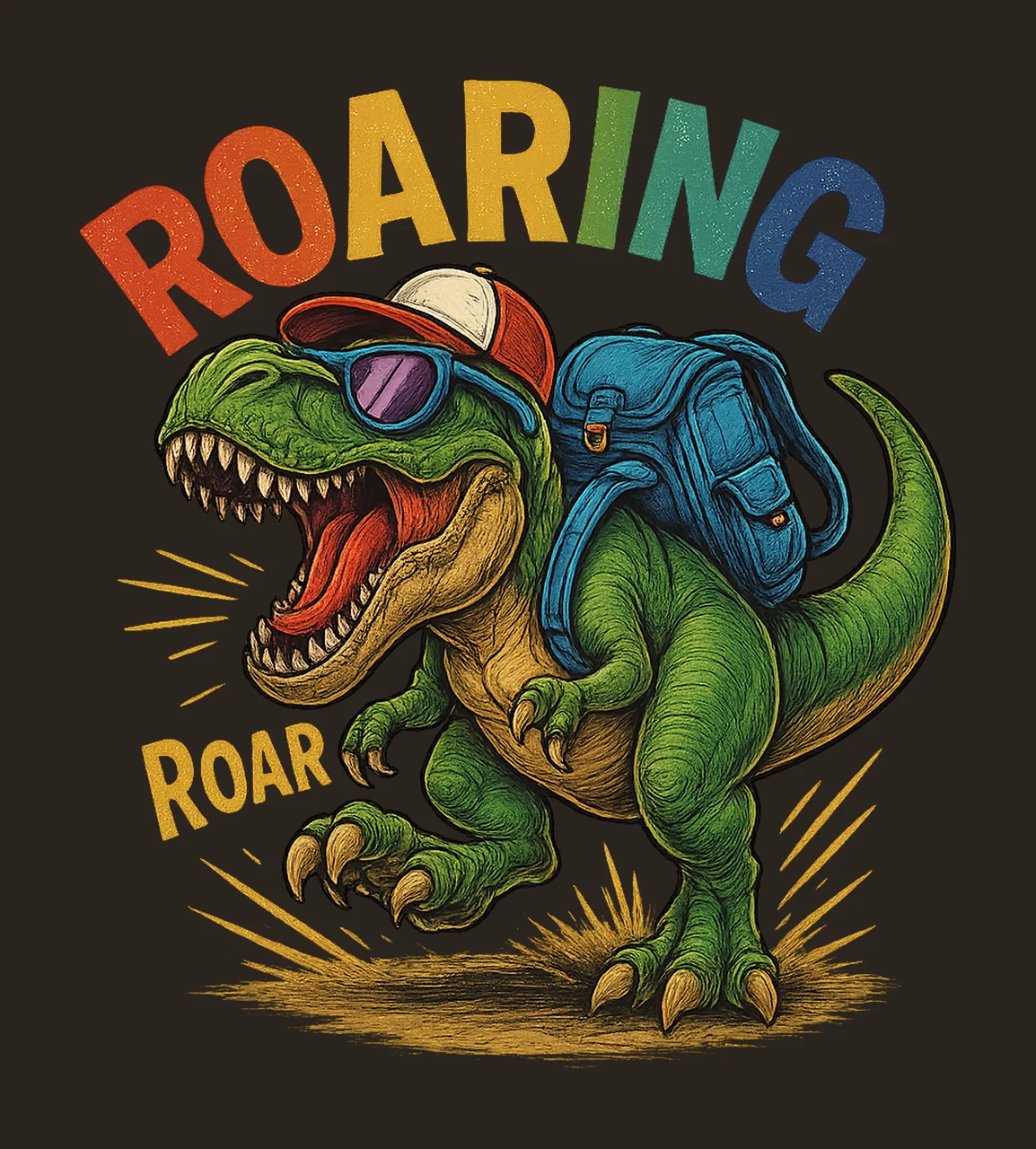 Rex Back to School Dinosaur Kindergarten Design Roaring Dino contrast preview thumbnail