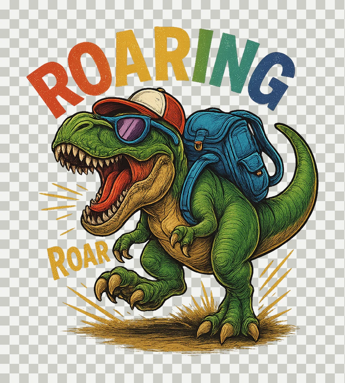 Rex Back to School Dinosaur Kindergarten Design Roaring Dino transparency and detail preview thumbnail