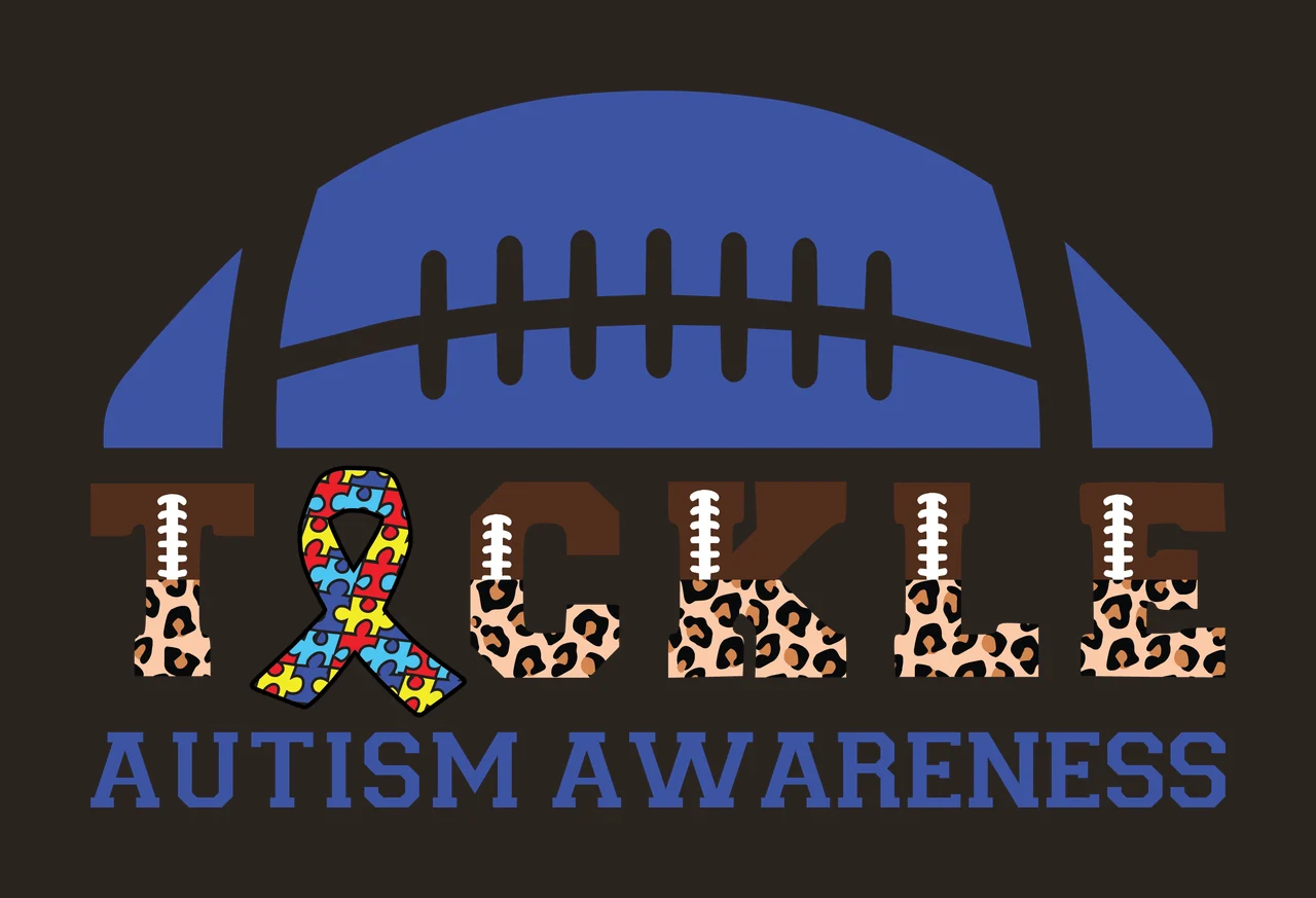 Tackle Autism Awareness Football Graphic text display ribbon contrast preview thumbnail