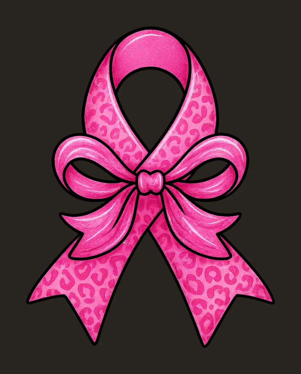 Ribbon Pink Leopard Print Awareness bow symmetrical black contrast preview thumbnail