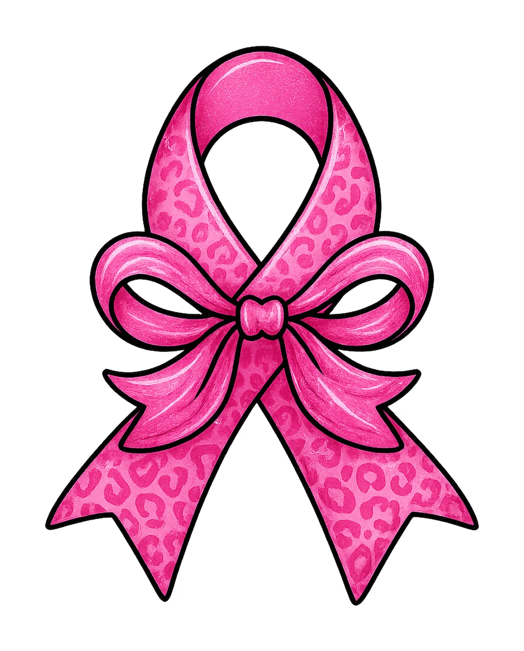 Ribbon Pink Leopard Print Awareness bow symmetrical black