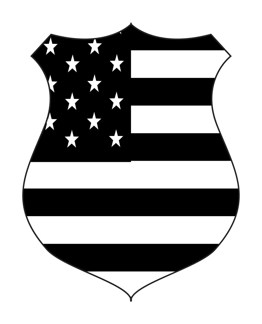 American flag shield emblem Illustration with shield shape, stars, stripes and black canton in white