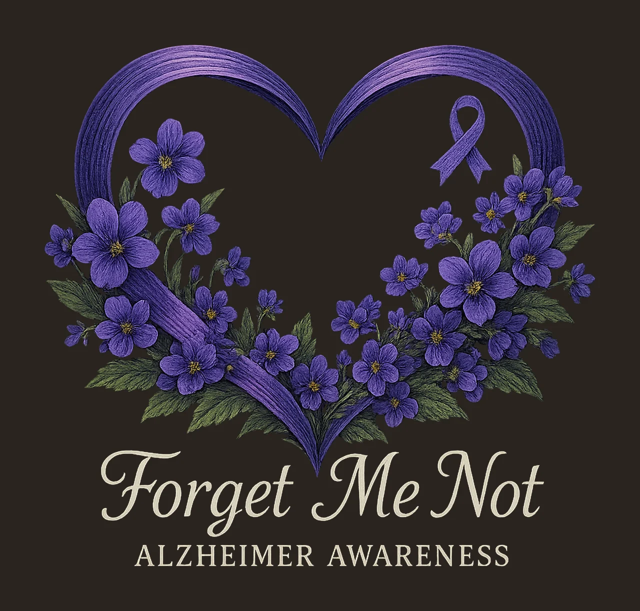 Alzheimers Awareness Shirt Forget Me Not Flower Heart Design contrast preview thumbnail