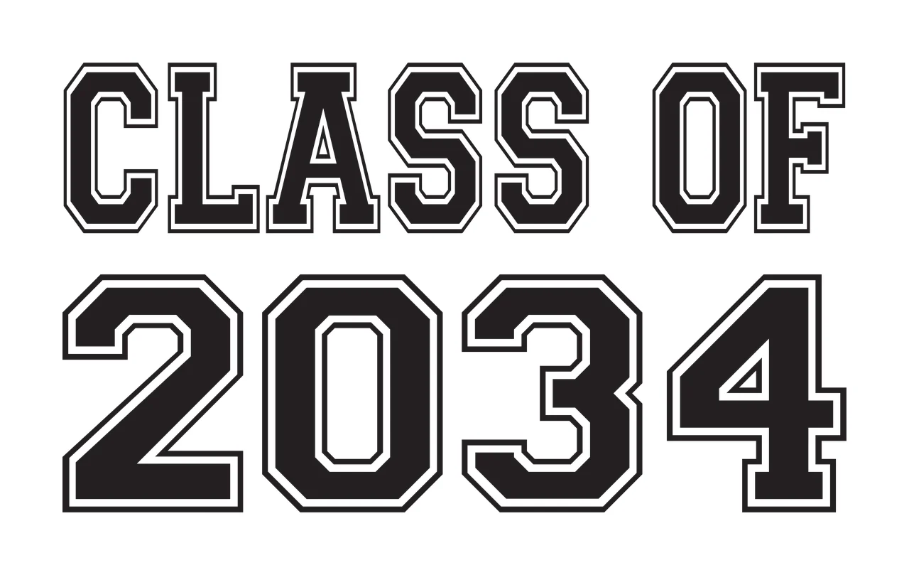 CLASS OF 2034 Typography Design in black and white