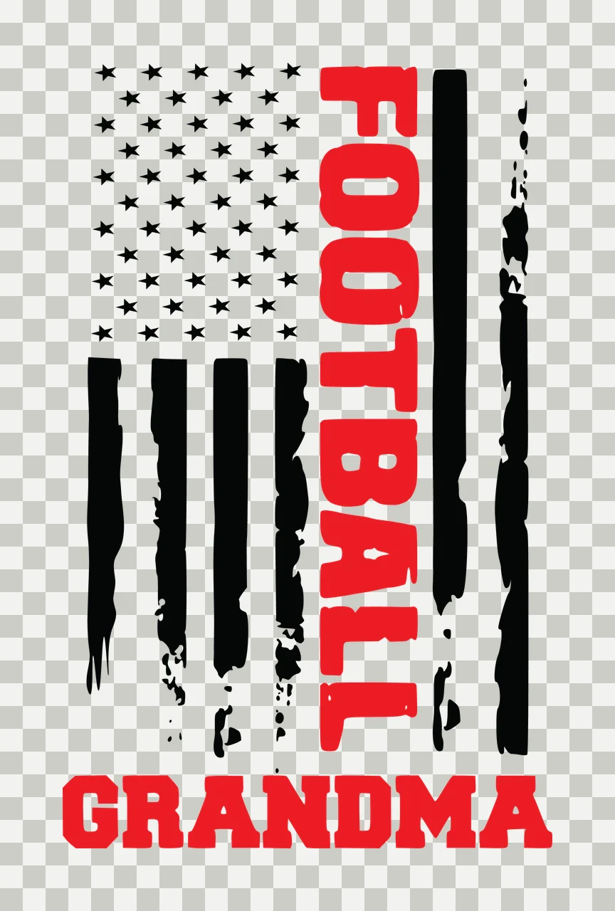 Football Grandma With Flag Design text and stars stripes distressed transparency and detail preview thumbnail