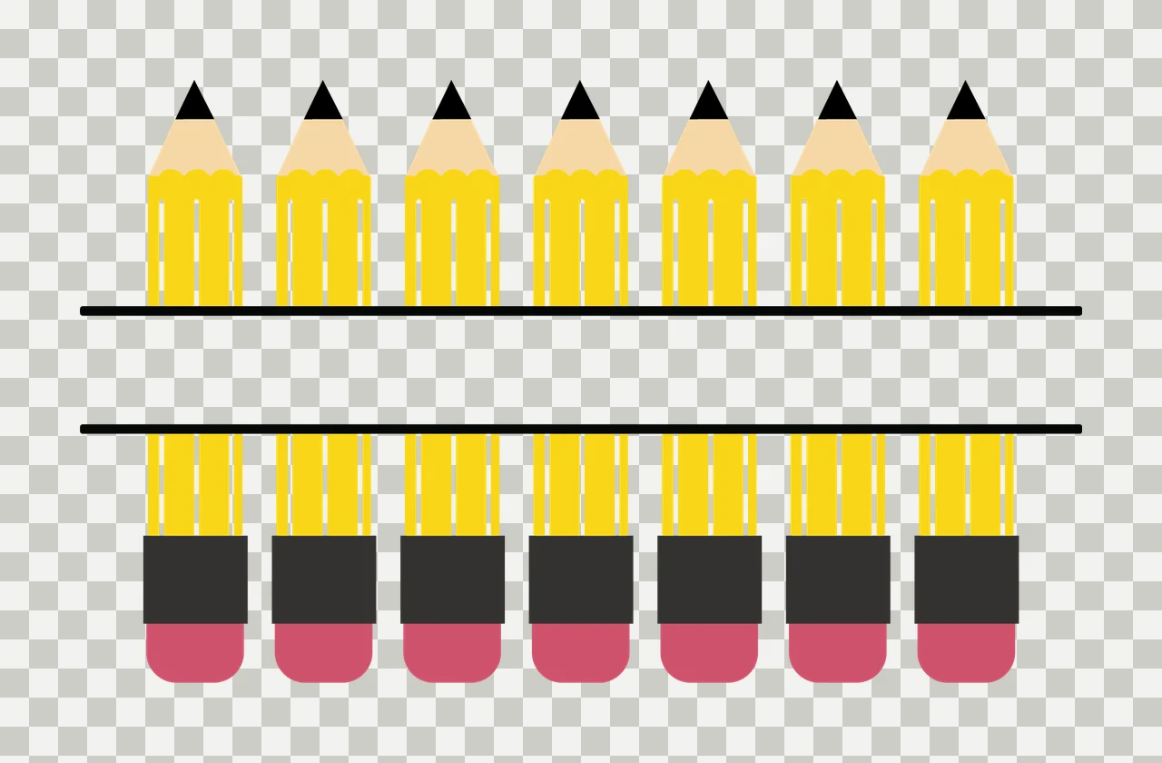 Black And White Pencil Illustration pencils aligned dividing line transparency and detail preview thumbnail