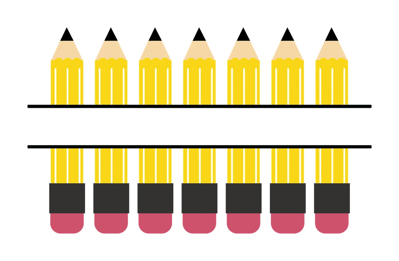 Black And White Pencil Illustration pencils aligned dividing line