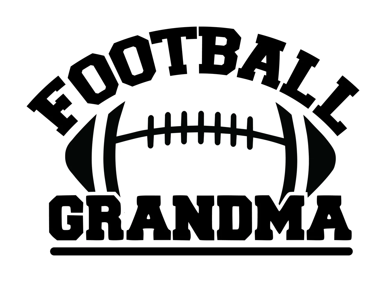 Football Grandma Curved Text And Graphic positioned silhouette