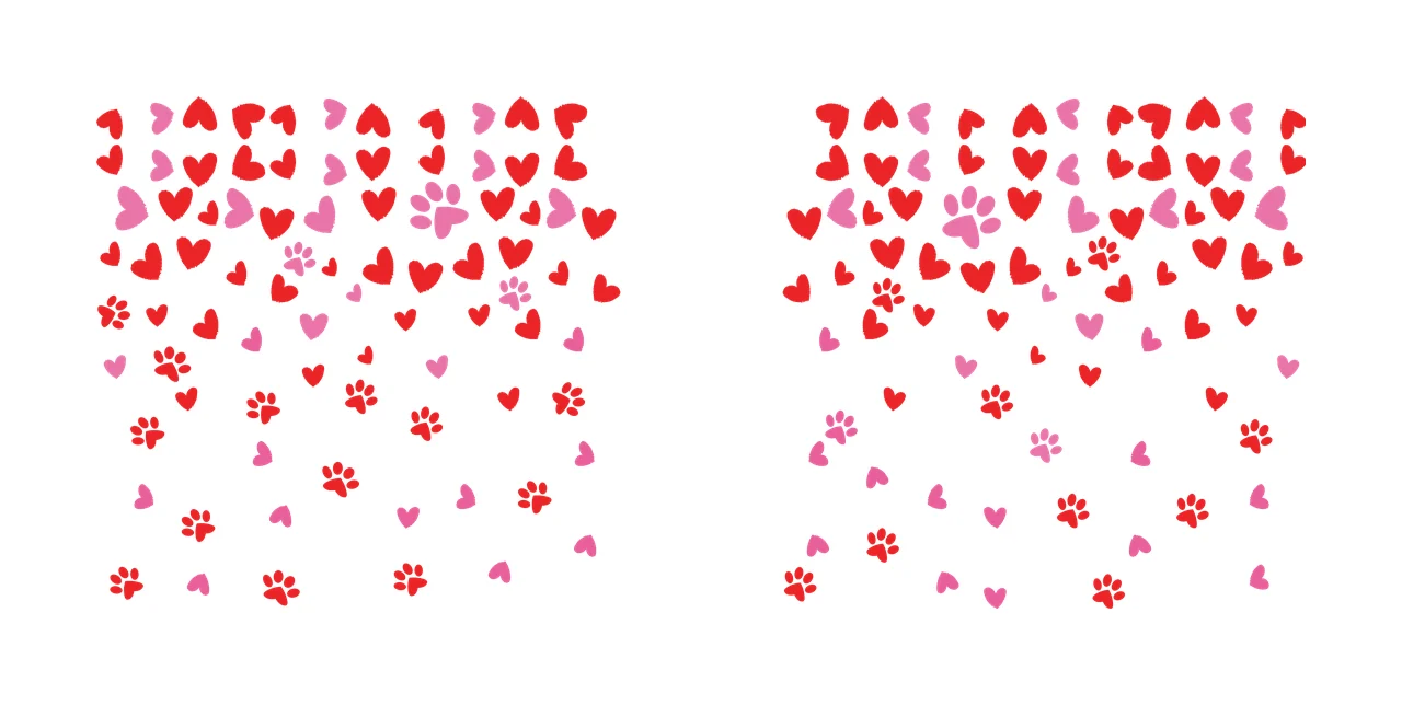 Paw Can Glass Wrap Heart And Print Gradient hearts prints black