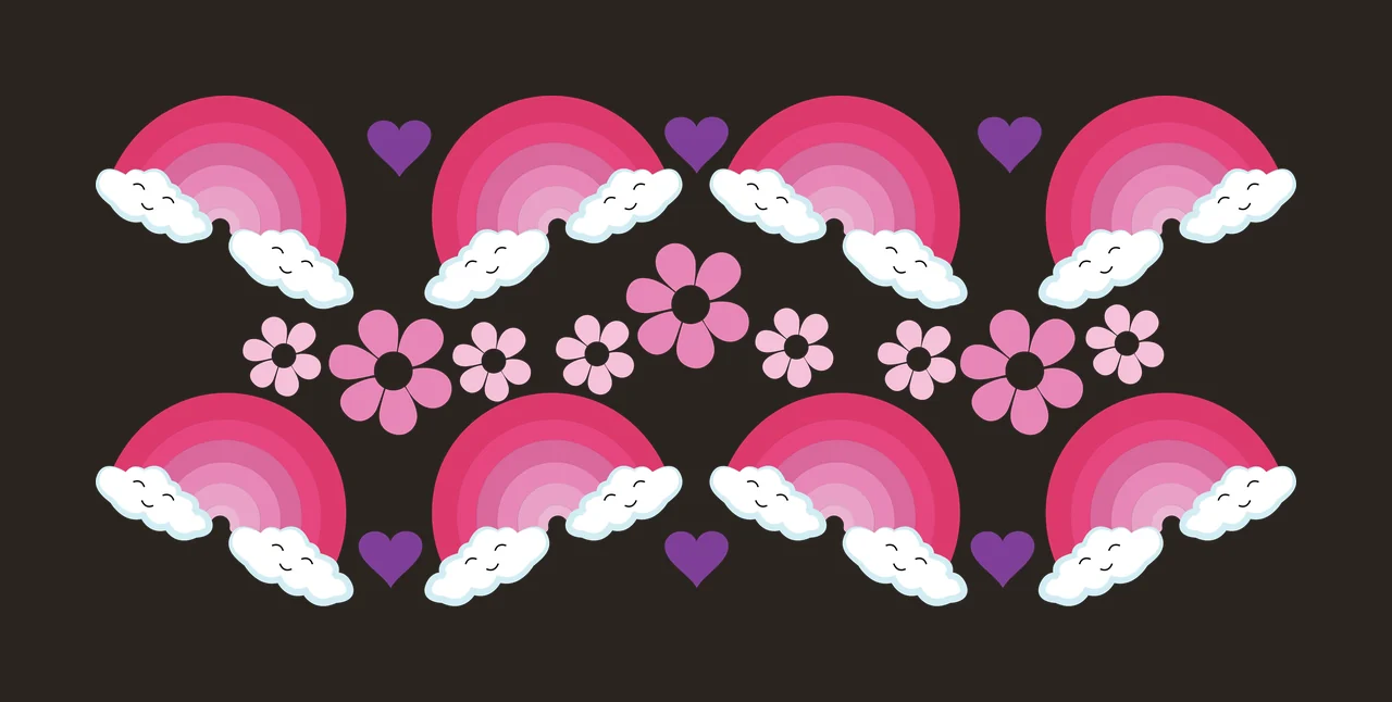 Can Glass Wrap Rainbow And Flower Border Graphic decorating contrast preview thumbnail