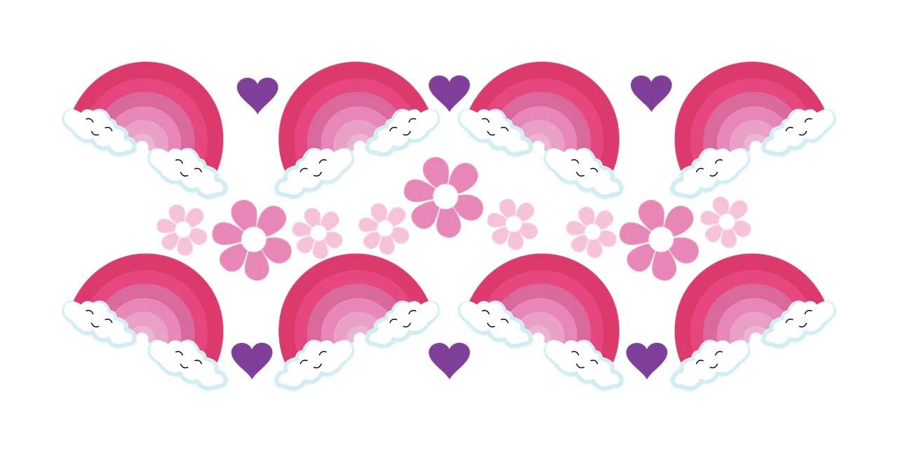Can Glass Wrap Rainbow And Flower Border Graphic decorating