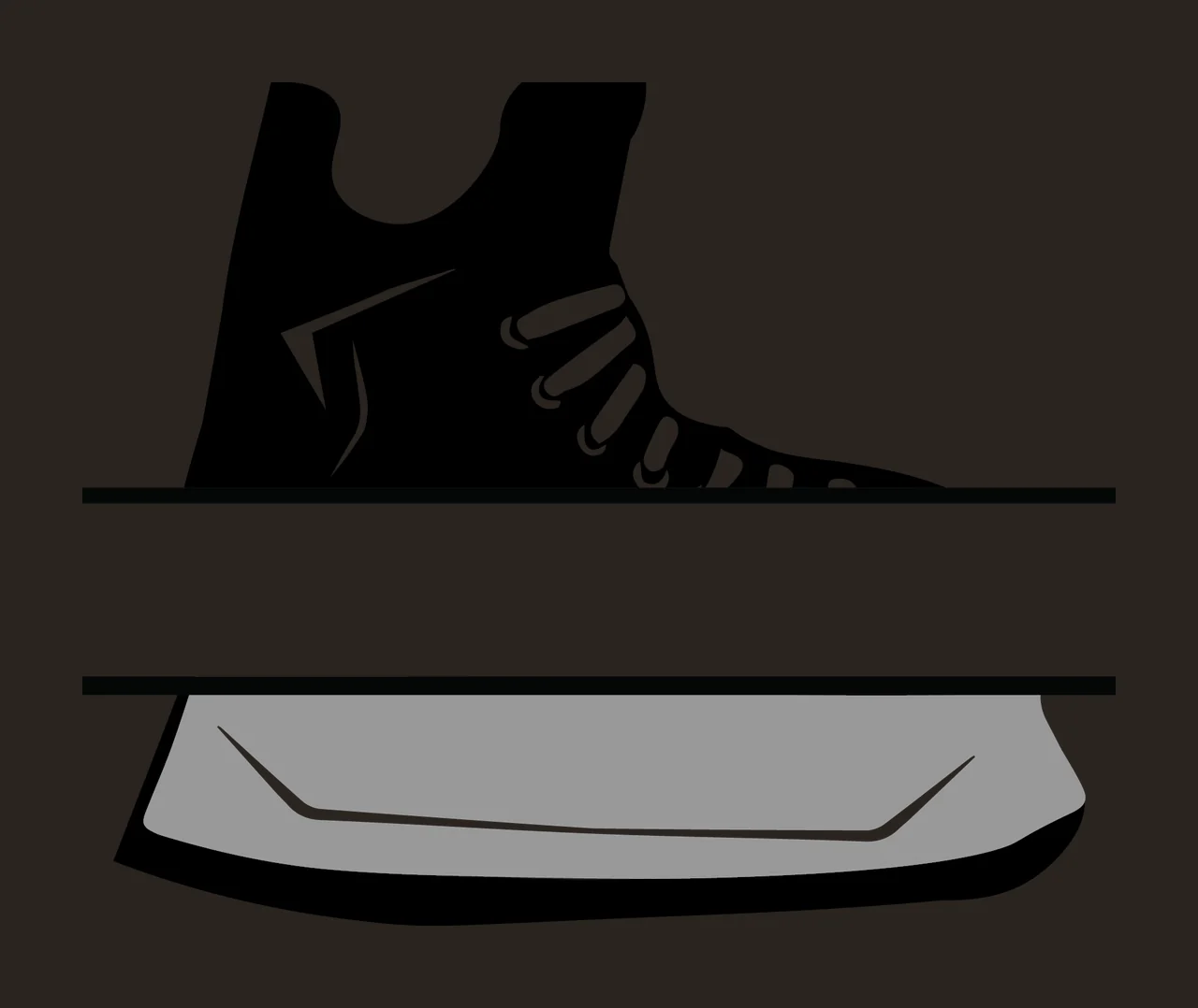 Ice Skate With Blade And Silhouette In Black contrast preview thumbnail