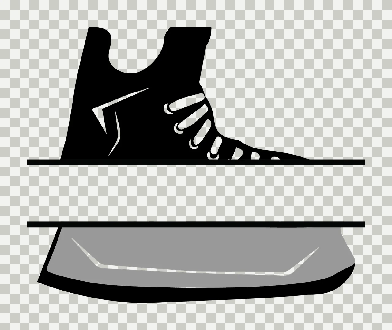 Ice Skate With Blade And Silhouette In Black transparency and detail preview thumbnail