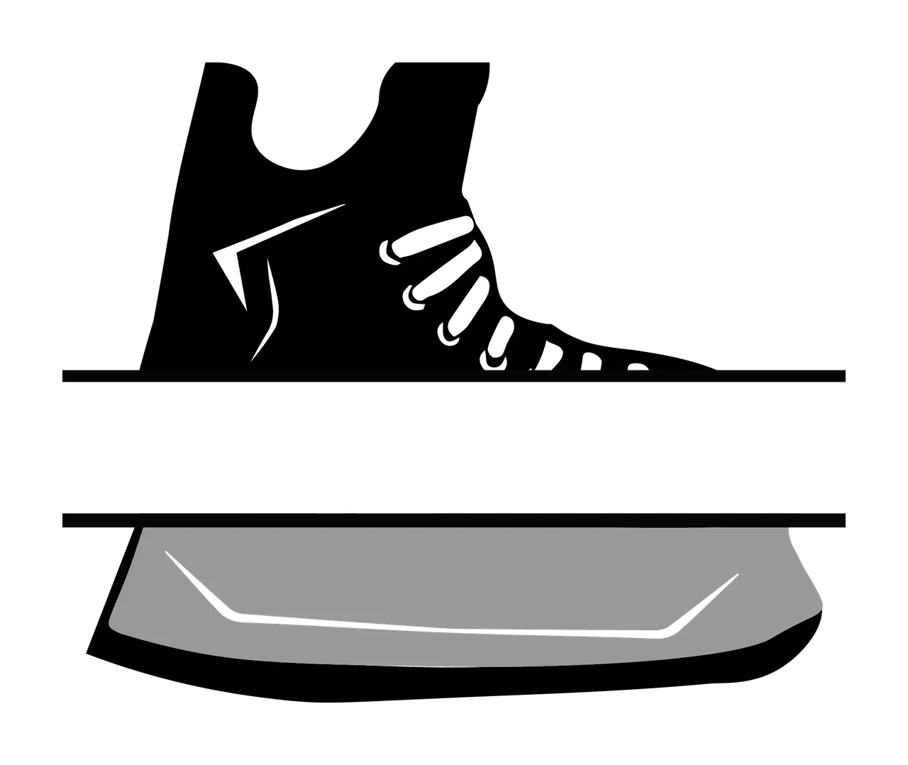 Ice Skate With Blade And Silhouette In Black
