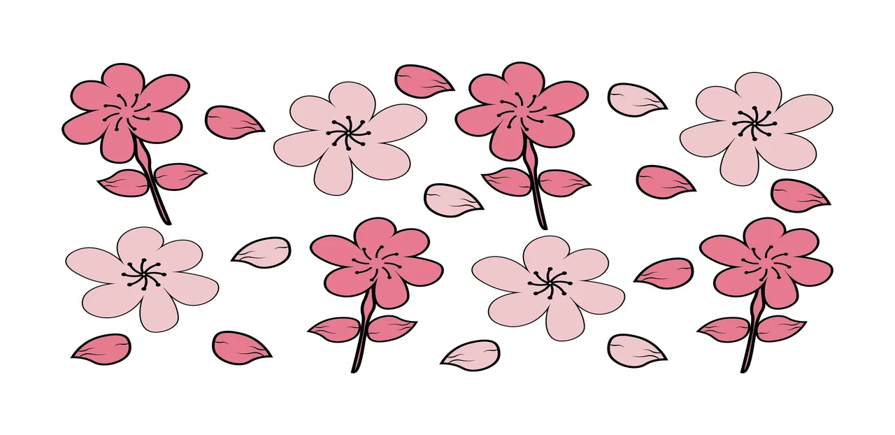 Can Glass Wrap Black Floral Silhouettes With Scattered flowers