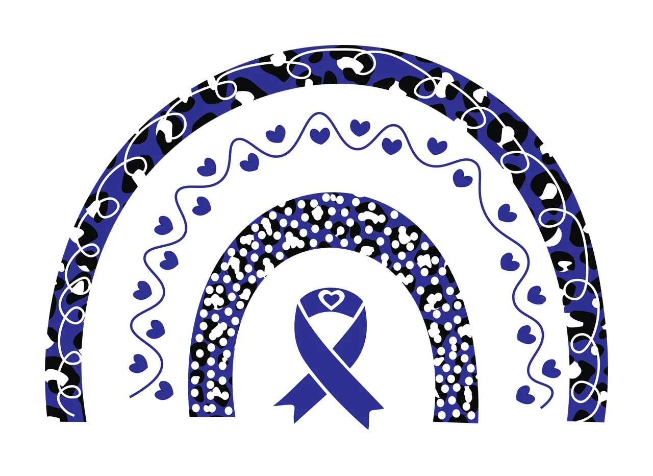 Leopard Print Rainbow And Ribbon arching black white background
