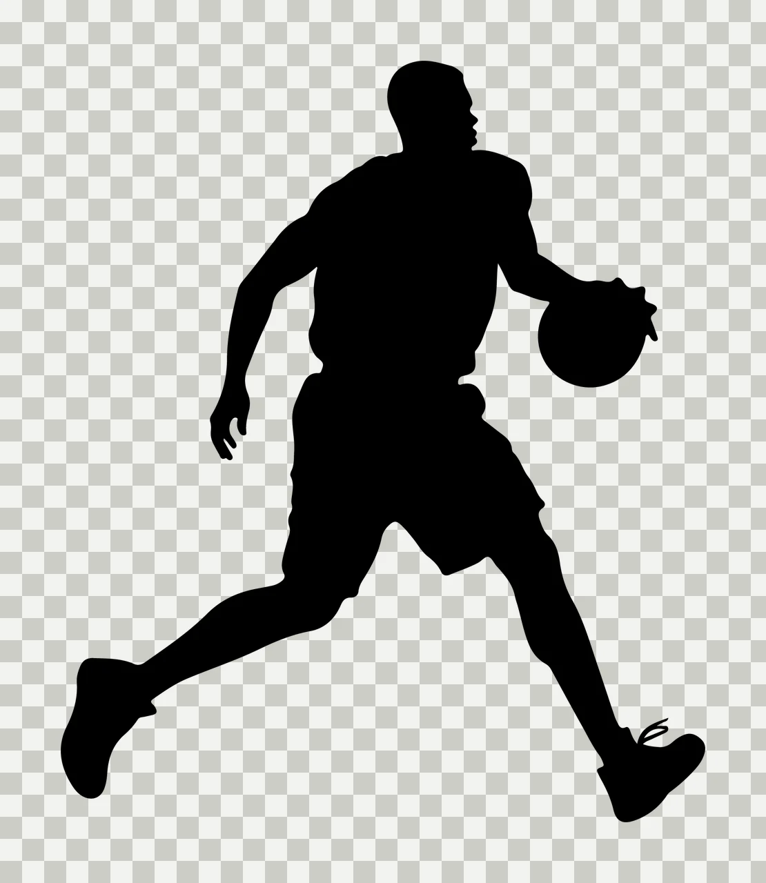 Player Black Silhouette Of A Basketball Dribbling Sports human figure transparency and detail preview thumbnail