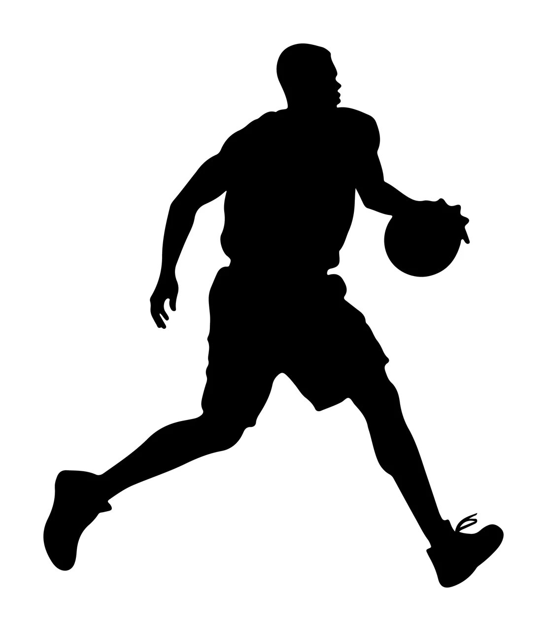 Player Black Silhouette Of A Basketball Dribbling Sports human figure
