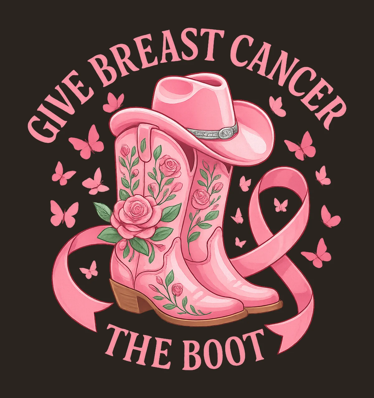 Give Breast Cancer The Boot Breast Cancer Awareness Pink contrast preview thumbnail