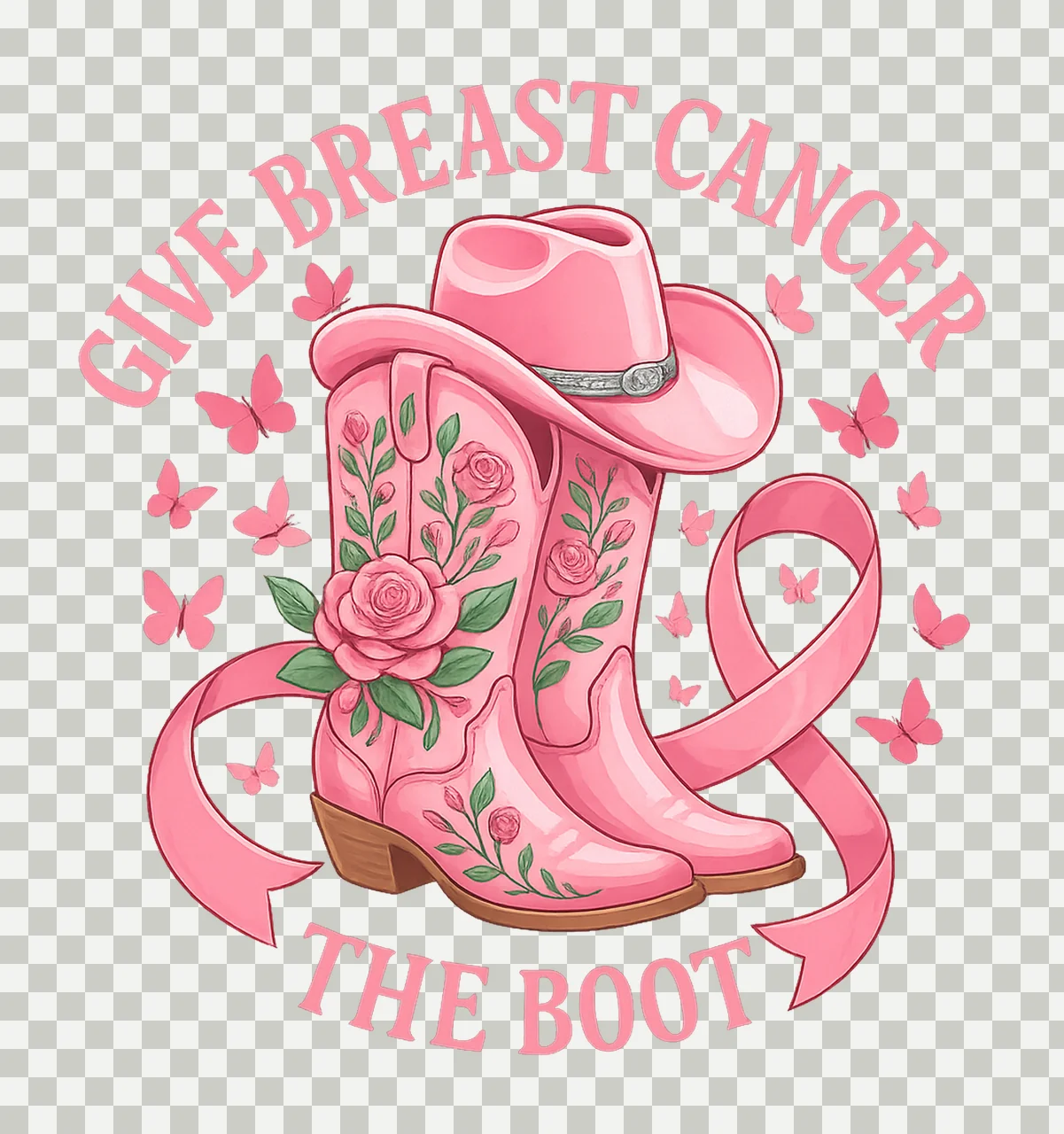 Give Breast Cancer The Boot Breast Cancer Awareness Pink transparency and detail preview thumbnail