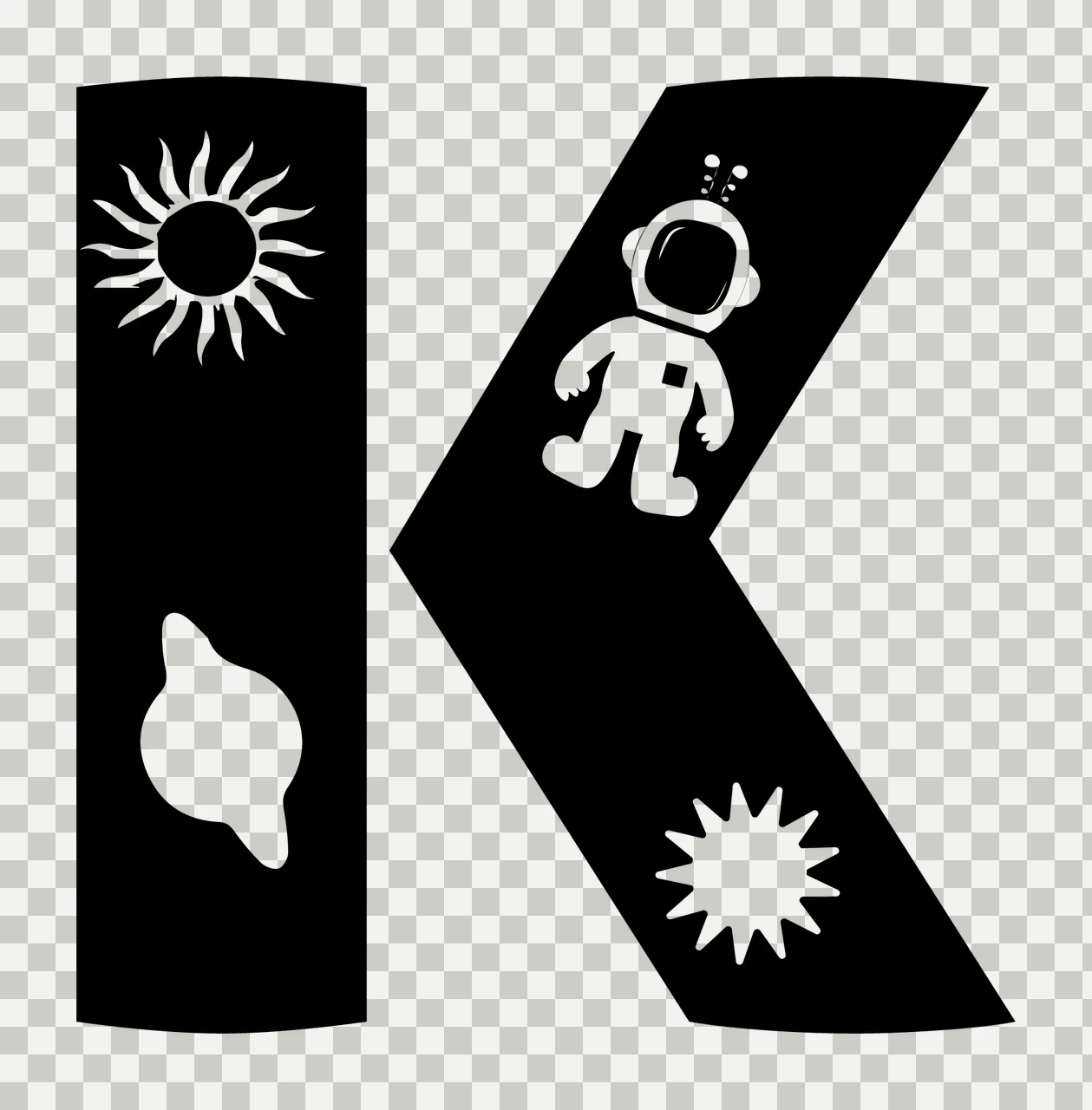 Space K Letter With Elements transparency and detail preview thumbnail