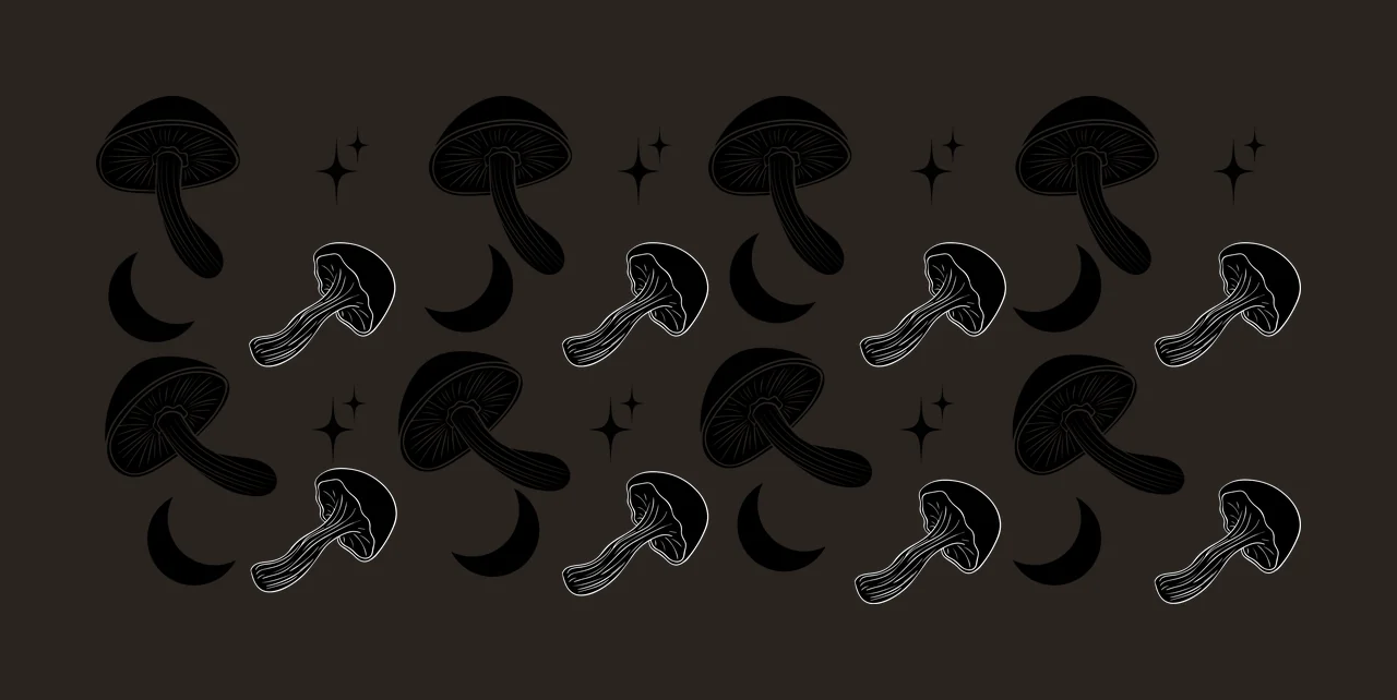 Can Glass Wrap Mushroom Pattern With Stars mushrooms repeating contrast preview thumbnail