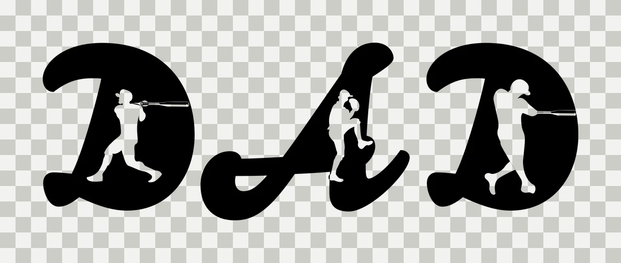 Baseball Dad Text With Three Player Silhouettes Inside and transparency and detail preview thumbnail