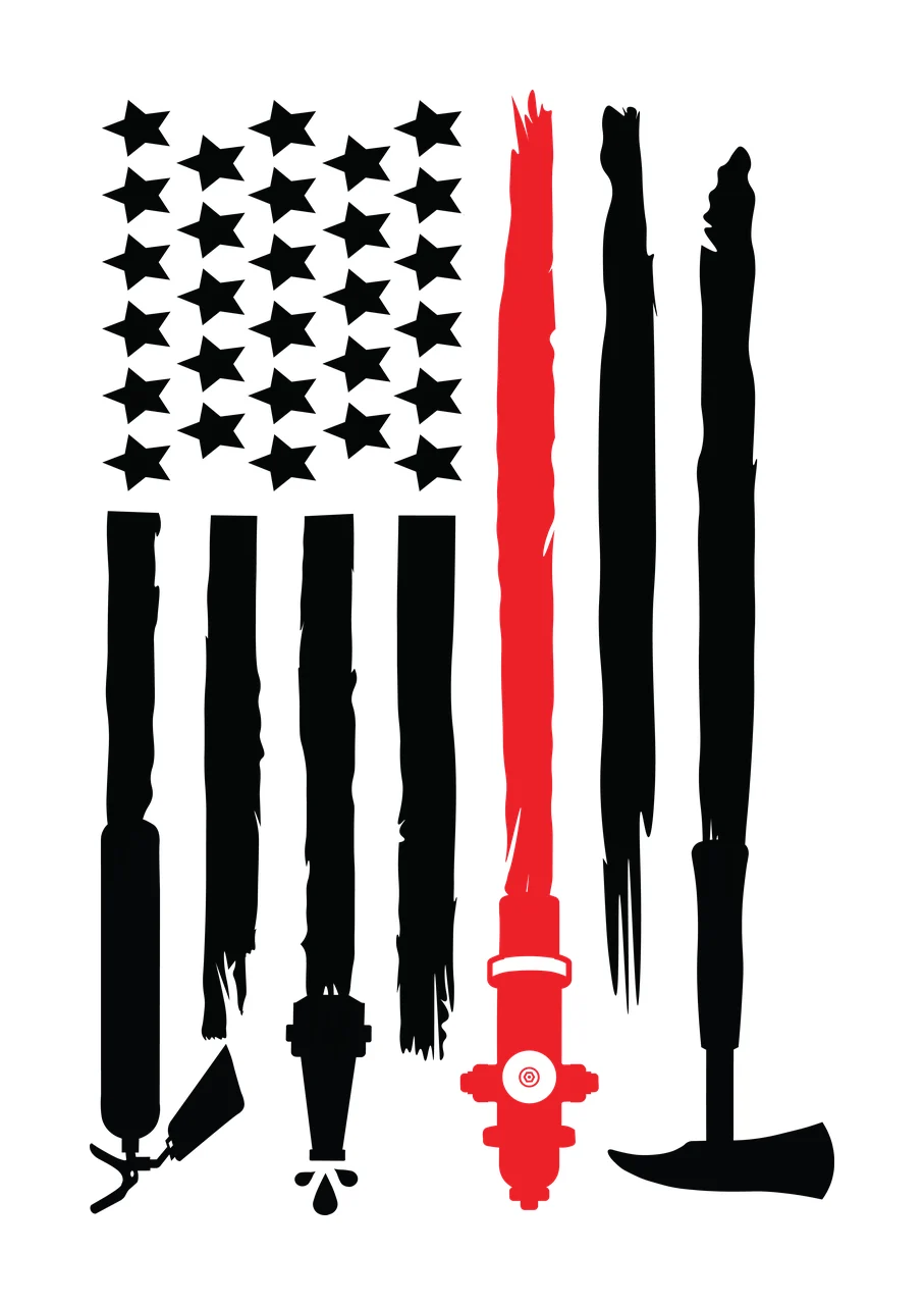 Flag Tools Vertical Graphic With Aligned Below stars extinguisher