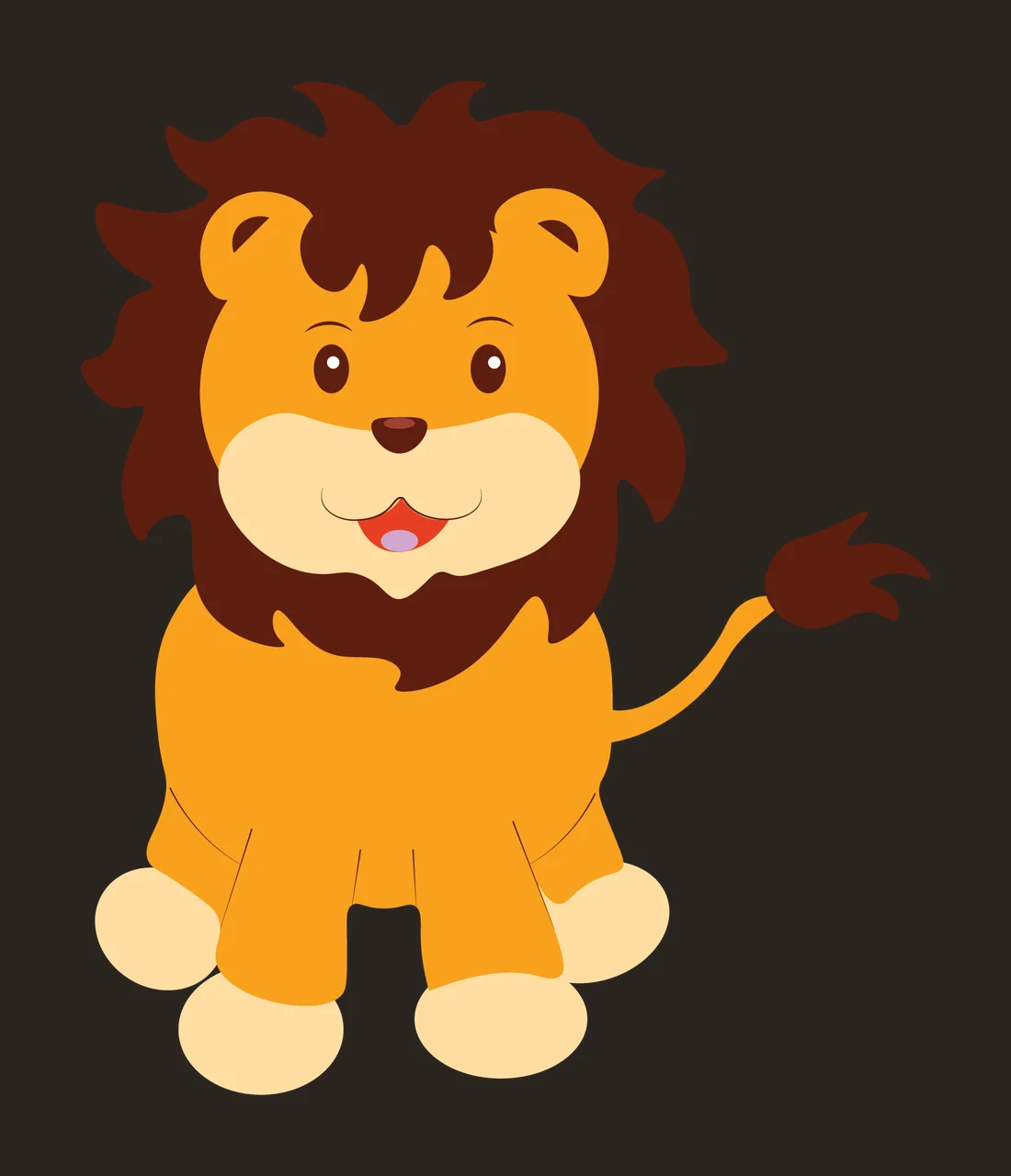 Animal Lion Silhouette Standing Facing Forward mane tail black contrast preview thumbnail