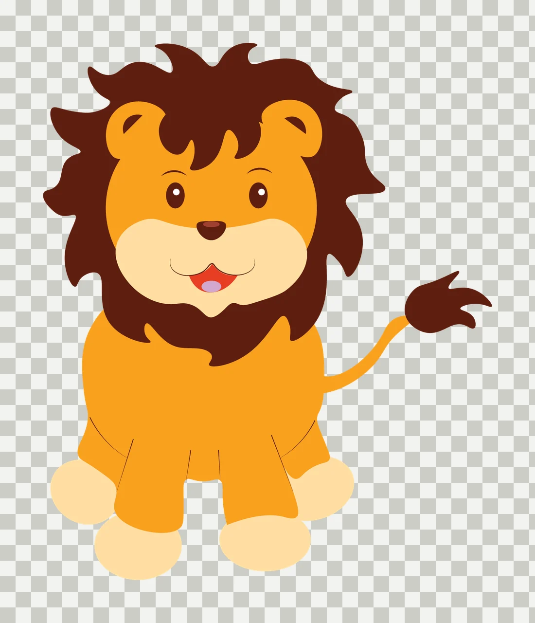 Animal Lion Silhouette Standing Facing Forward mane tail black transparency and detail preview thumbnail