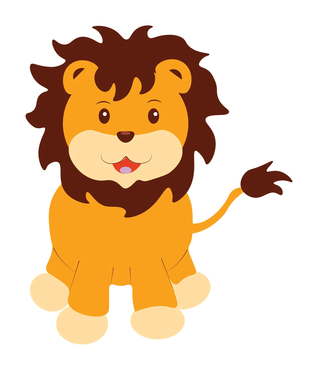 Animal Lion Silhouette Standing Facing Forward mane tail black