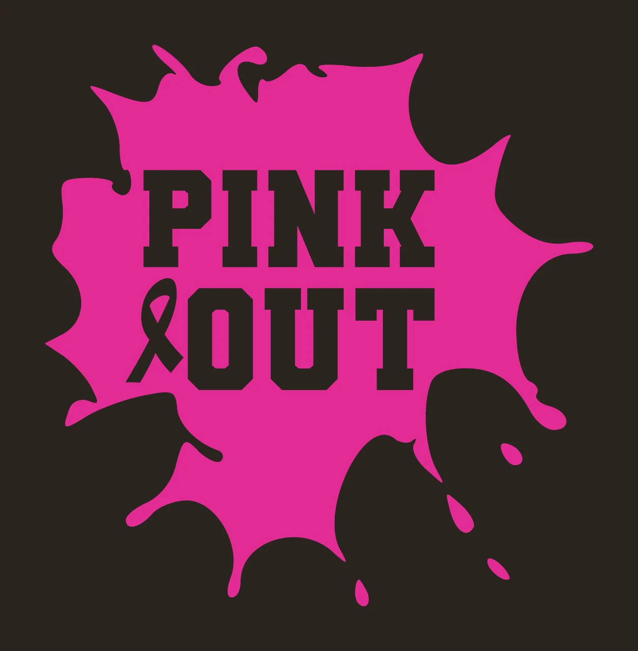 Pink Out Text In Ink Blot ribbon black white typography symbol contrast preview thumbnail
