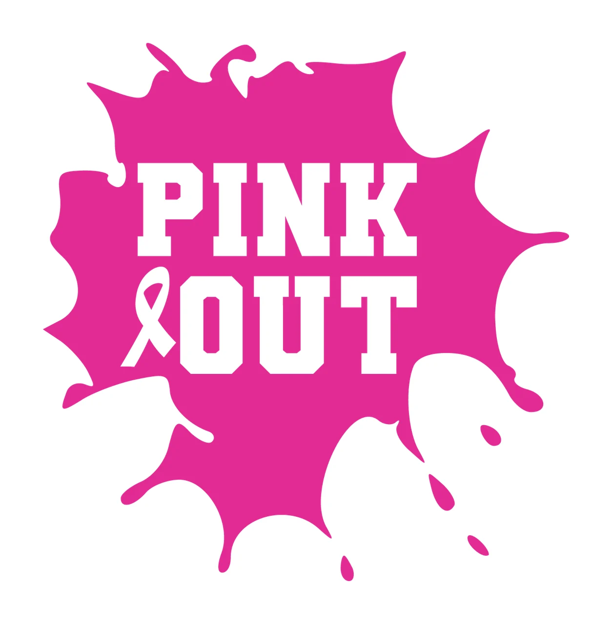 Pink Out Text In Ink Blot ribbon black white typography symbol