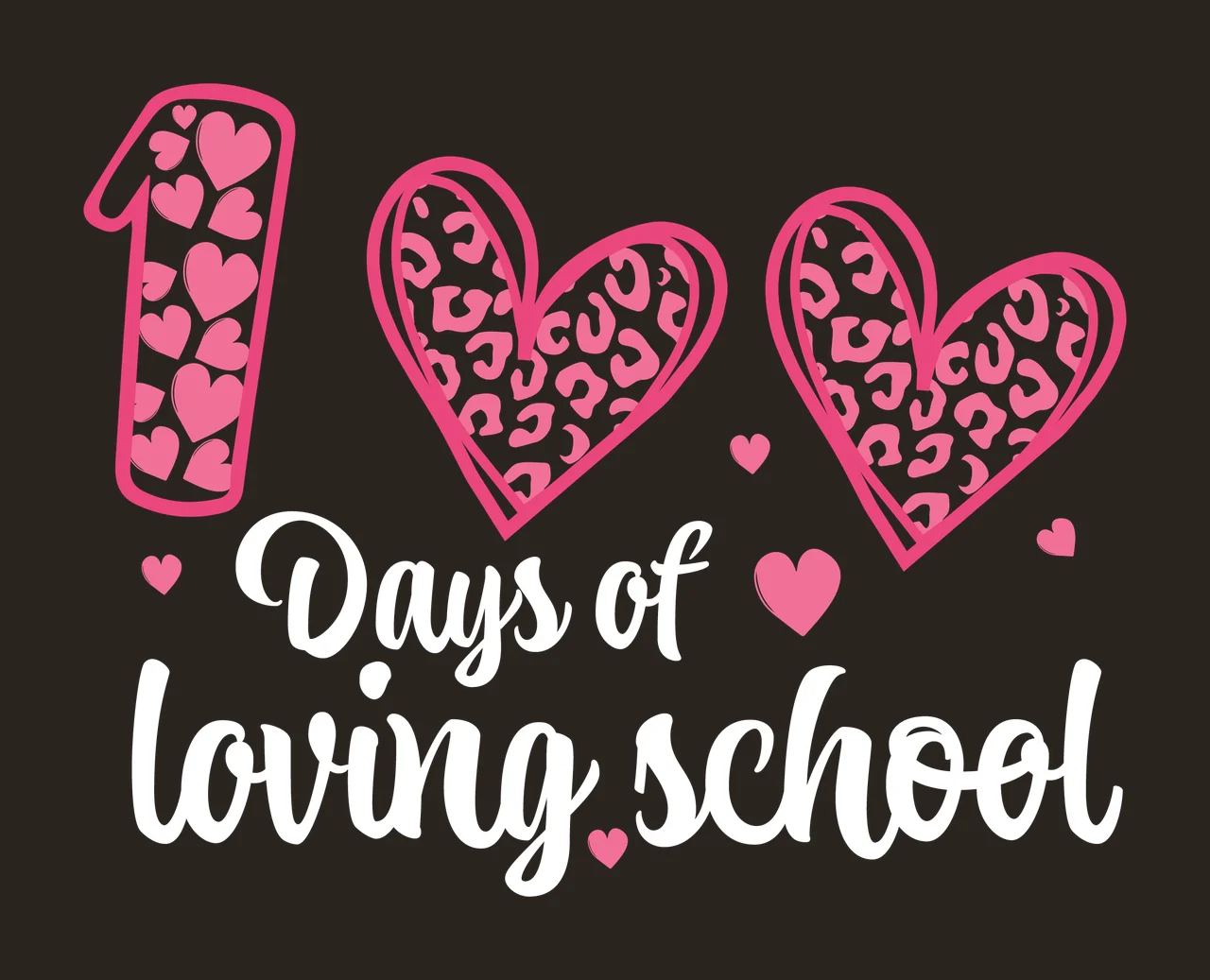 100 Days Of Loving School Text number heart decorative black contrast preview thumbnail