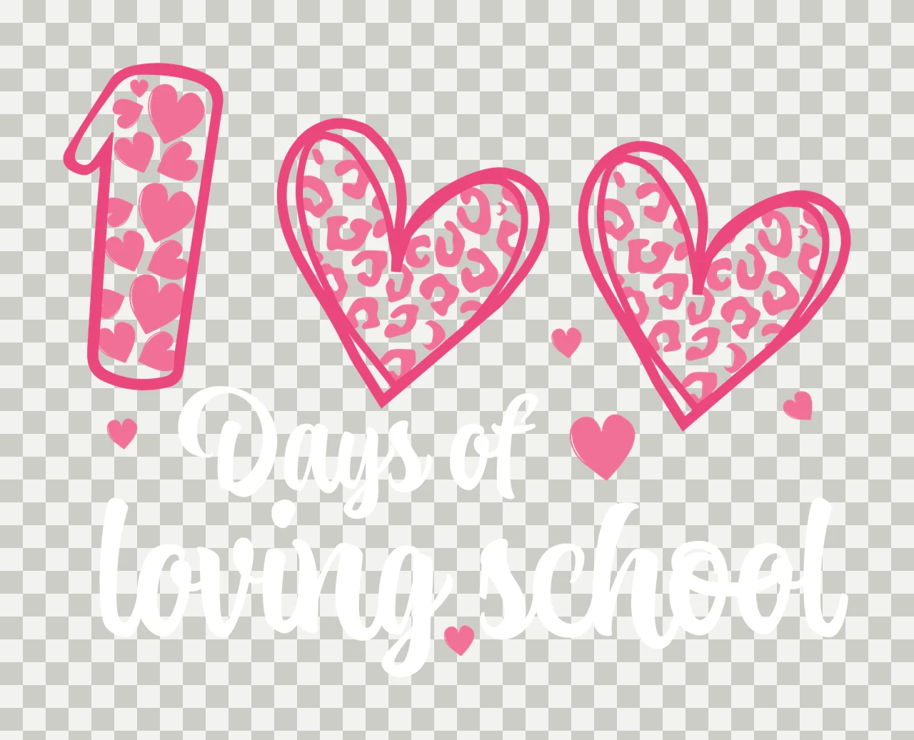 100 Days Of Loving School Text number heart decorative black transparency and detail preview thumbnail
