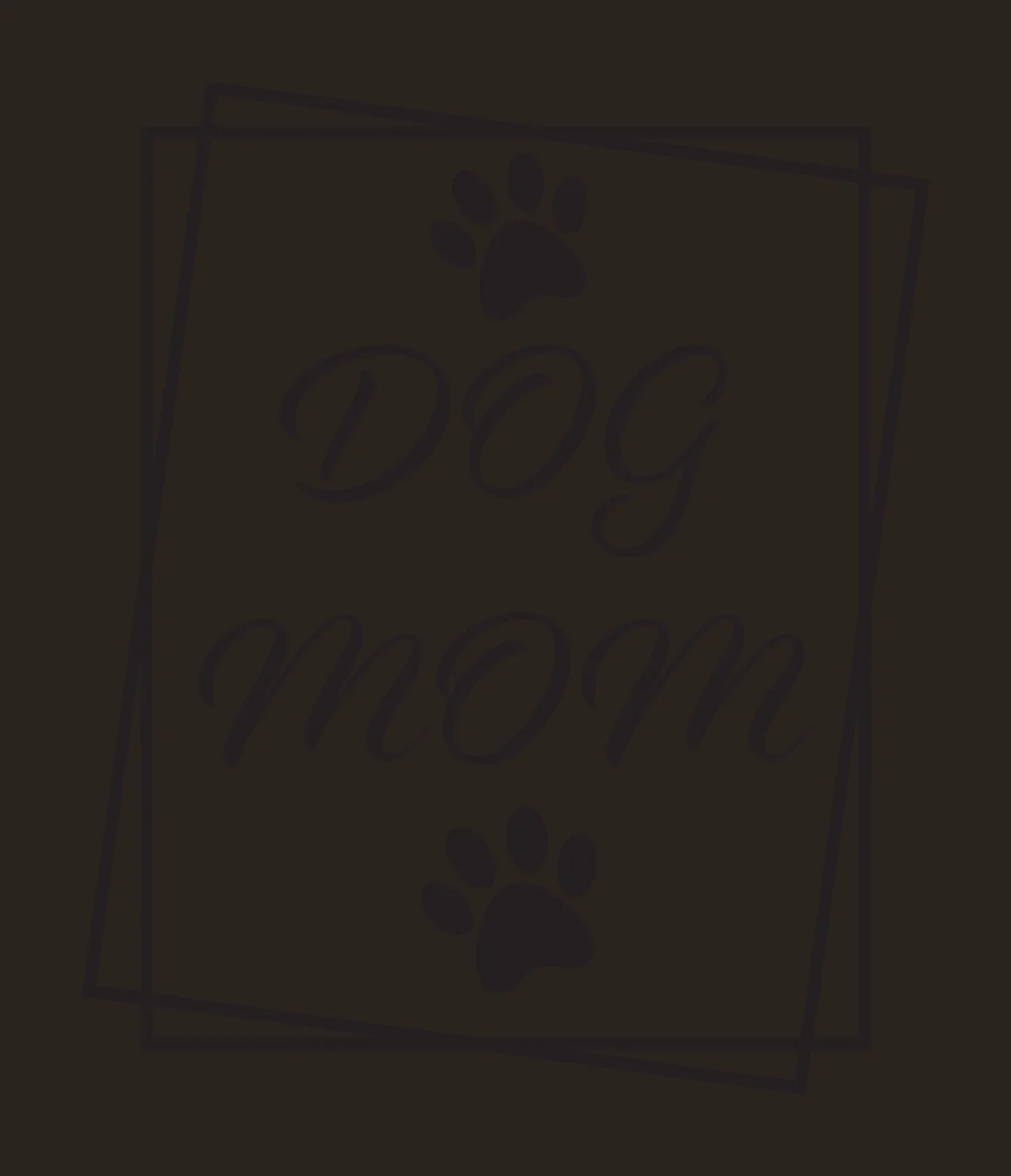 DOG mom Typography Design with DOG mom text, paw prints, overlapping rectangular frames and script lettering in black and white contrast preview thumbnail