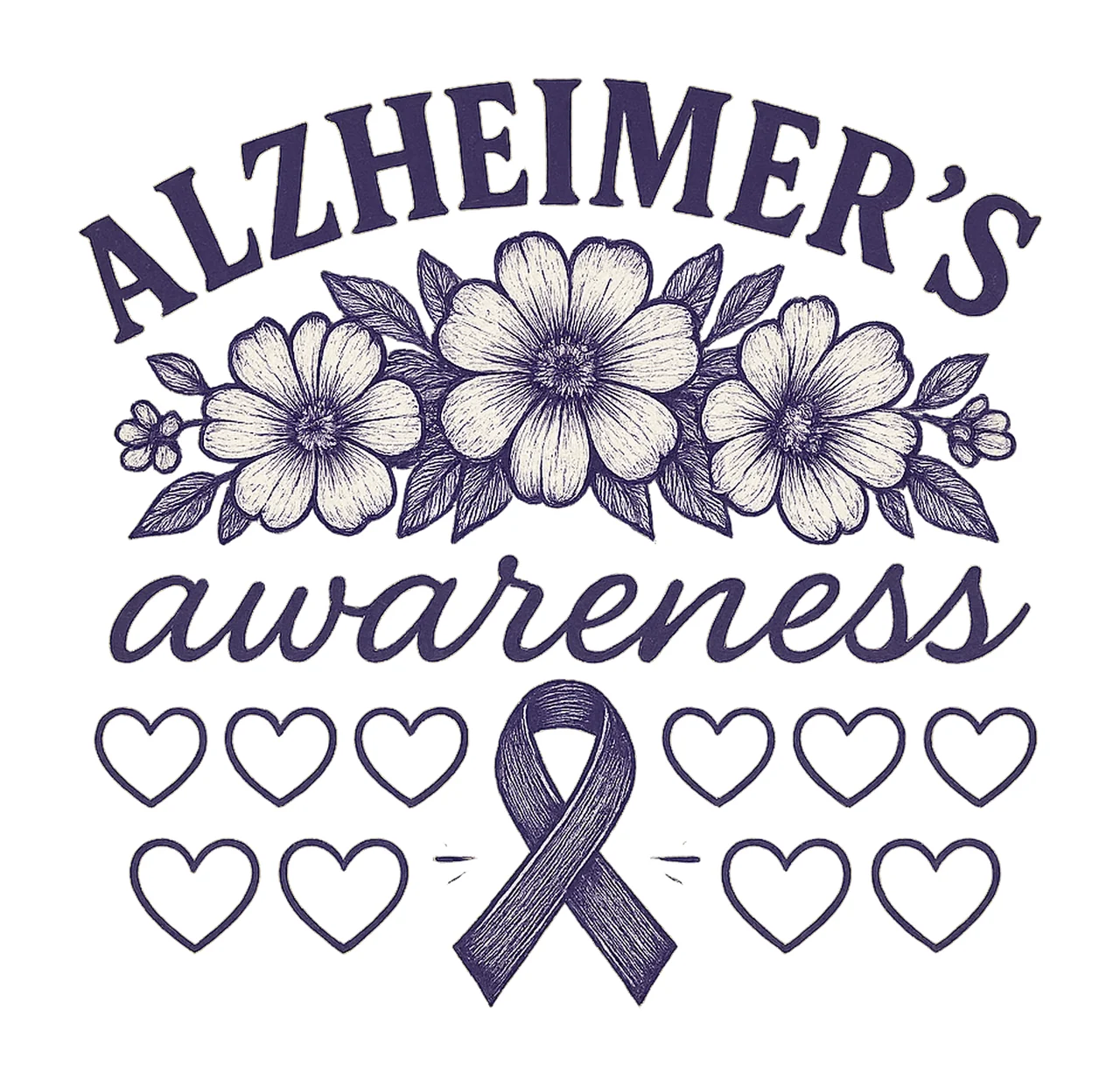 Alzheimers Awareness Trendy Checkered Purple Ribbon Craft