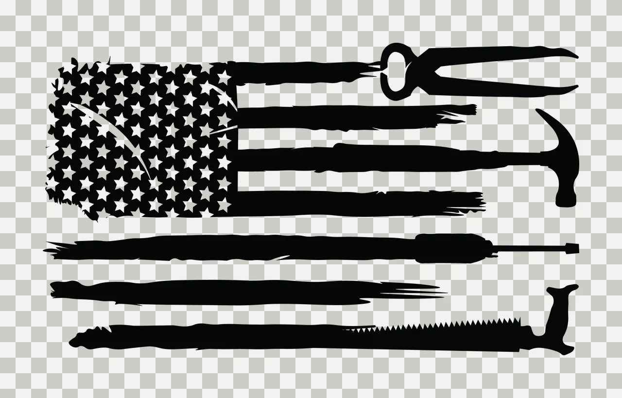 Flag Horizontal Pattern With Tools Including Hammer saw pliers transparency and detail preview thumbnail