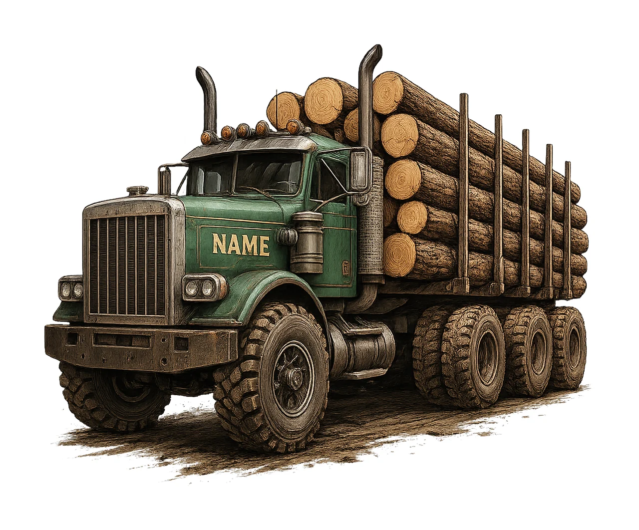 Logging truck sublimation design logging equipment shirt