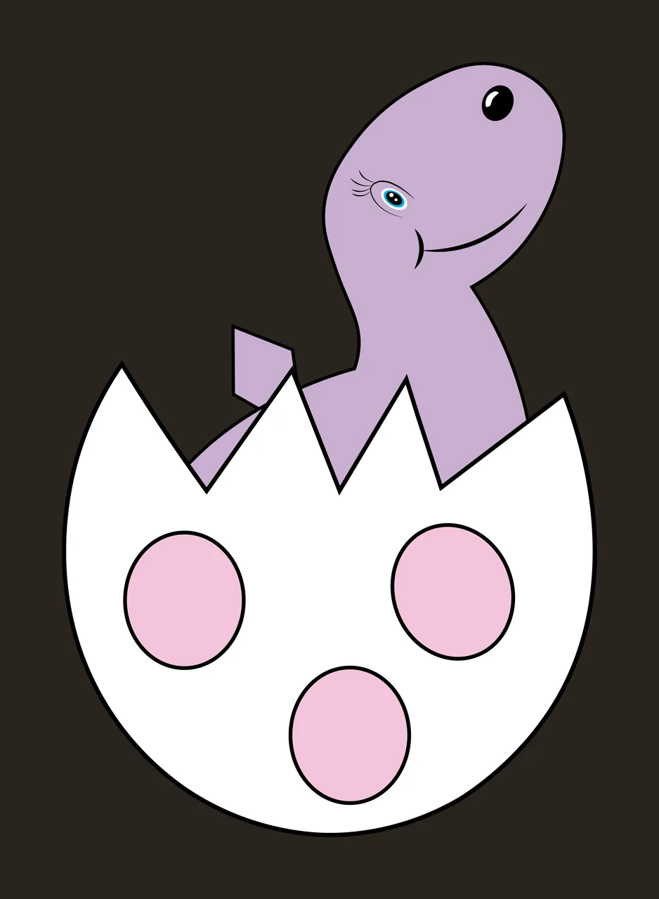 Dinosaur Black Silhouette Of A Hatching egg shell head neck contrast preview thumbnail