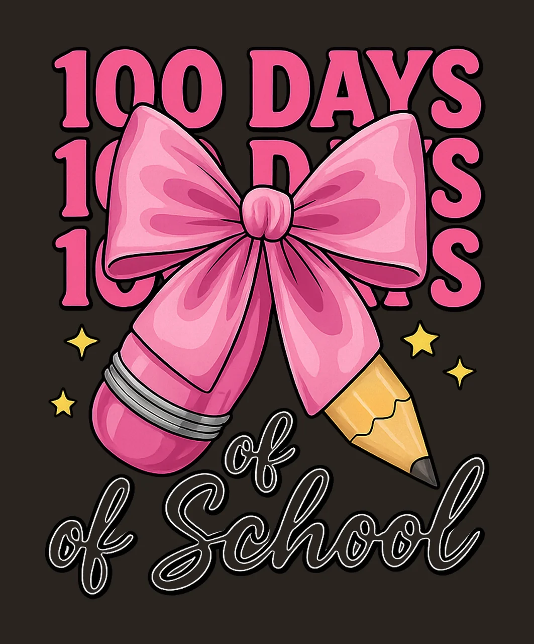 100 Days Of School Girls Coquette Bow 100th Day Design contrast preview thumbnail